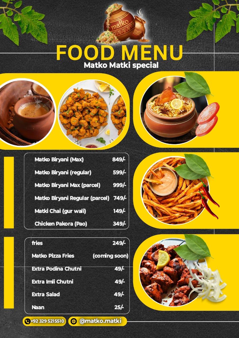 Matko Matki Chakwal Menu 2026 – RJ Sawaira’s Brand Price, Location & Master Biryani - Image 2