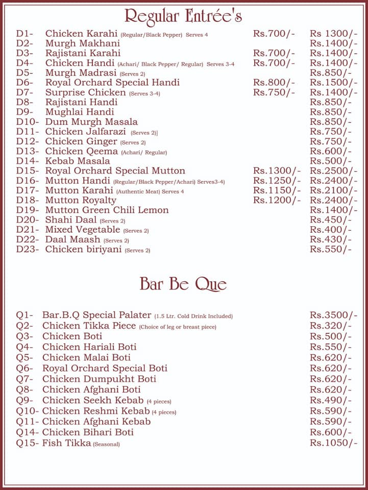 The Royal Orchard Chakwal Menu 2026 – Prices, Buffet & Complete Guide - Image 4